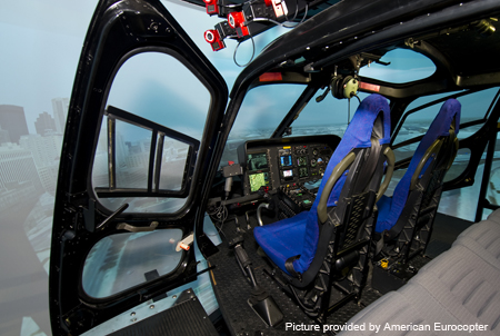 Simulador de voo e missão do AS 350