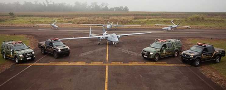 VANTs da FAB e PF em ação na fronteira sul