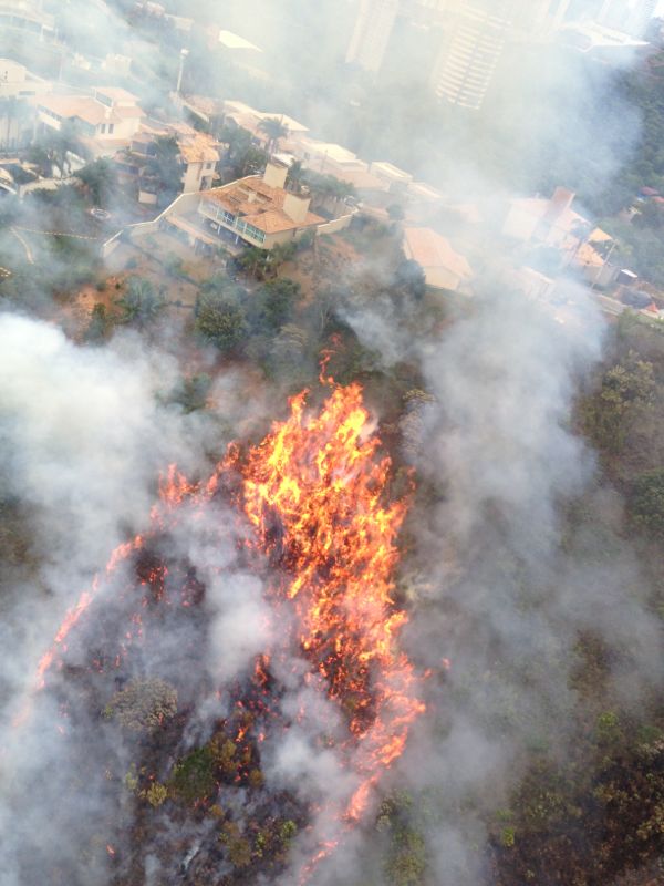 Incêndio em vegetação na cidade de Nova Lima.