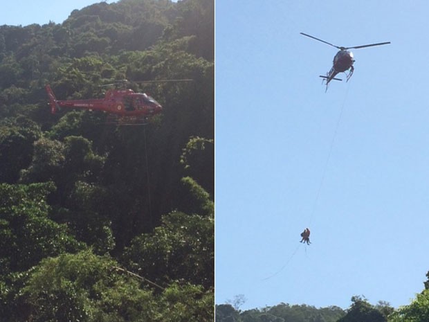 Alpinista foi resgatado pelos Bombeiros após cair no Parque estadual da Chacrinha, em Copacabana (Foto: Viviane/VC no G1) Alpinista foi resgatado pelos Bombeiros após cair no Parque estadual da Chacrinha, em Copacabana (Foto: Viviane/VC no G1)
