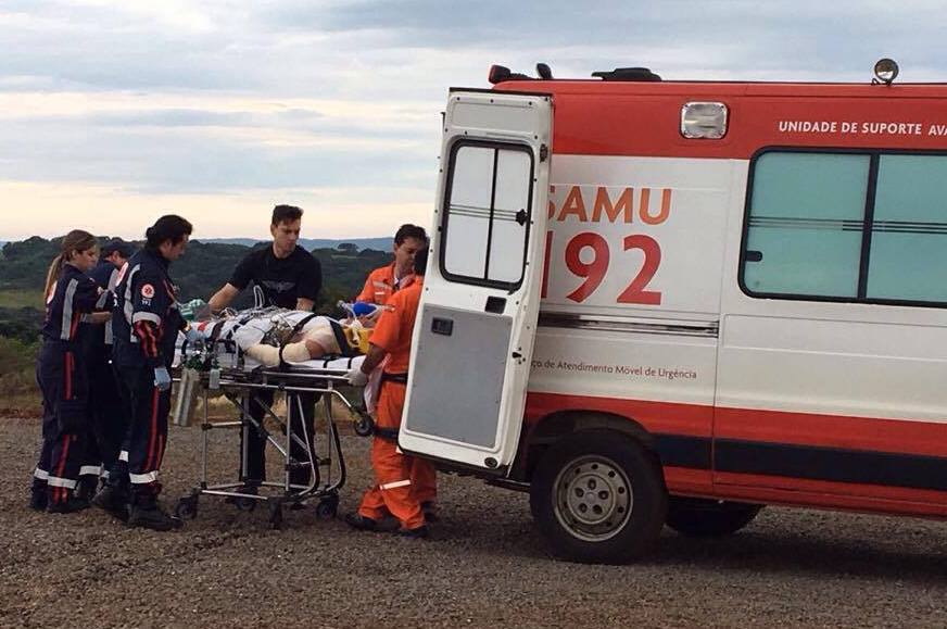 Paciente com queimadura grave é transportado de helicóptero até Campos Novos