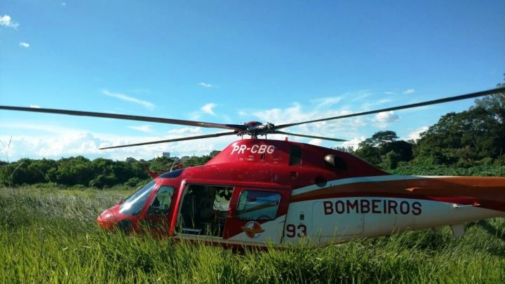 Helicóptero Bombeiro 01 resgata vítima de grave acidente motociclístico