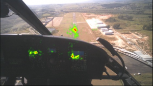 Área vermelha indica a posição de maior incidência do olho do piloto.