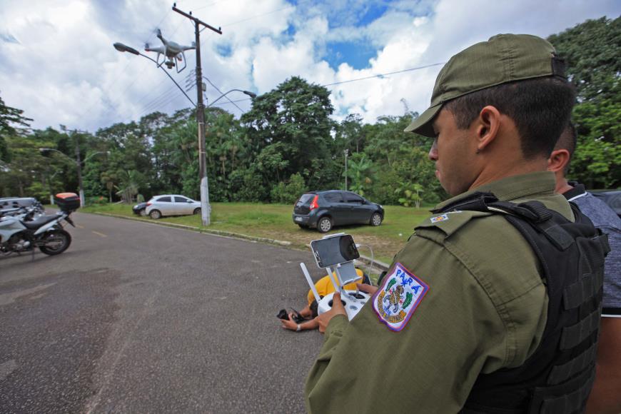 A Polícia Militar iniciou o processo de habilitação ao 1º Curso de Operador de Aeronaves Remotamente Pilotadas (RPA - Remotely Piloted Aircraft). Foto: MÁCIO FERREIRA / AG. PARÁ.