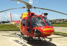 Queimado é atendido por helicóptero dos Bombeiros em Belo Horizonte/MG