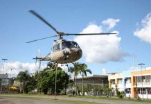Helicóptero Águia traz paciente ao Santa Isabel