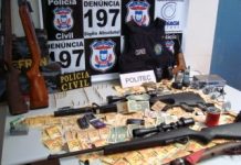 Apreensão de armas, munições e dinheiro em ação na fronteira com apoio do CIOPAER/MT