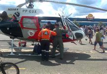 Águia 09 resgata menino atropelado por moto ao tentar pegar pipa