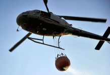 Águia do BAPM/SC apoia combate a incêndio em Araquari/SC