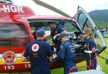 Arcanjo 01 e SAMU resgatam motociclista em Nova Trento/SC