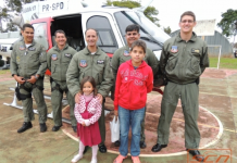 Helicóptero Águia da Policia Militar é atração da garotada na 46ª FAPI, em Ourinhos/SP