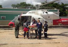 Idosa é transferida com urgência pelo helicoptéro do SAMU/AL
