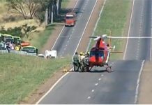 Helicóptero "Bombeiro 01" resgata vítima de acidente de trânsito na BR-060