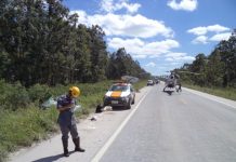 Helicóptero da PM apoio bombeiros em acidente na BR-251