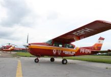 Avião Arcanjo 2, do Corpo de Bombeiros, já realizou sete operações em Santa Catarina