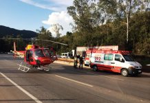 Arcanjo 01 transporta vítima de grave acidente na BR 040