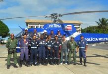Helicóptero do Grupamento Aéreo treina SAMU em Porto Seguro/BA