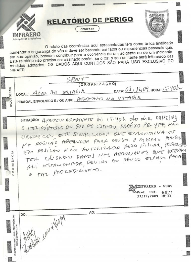 ANAC aplica multa de R$ 800,00 em piloto da segurança pública com base em Relatório de Prevenção