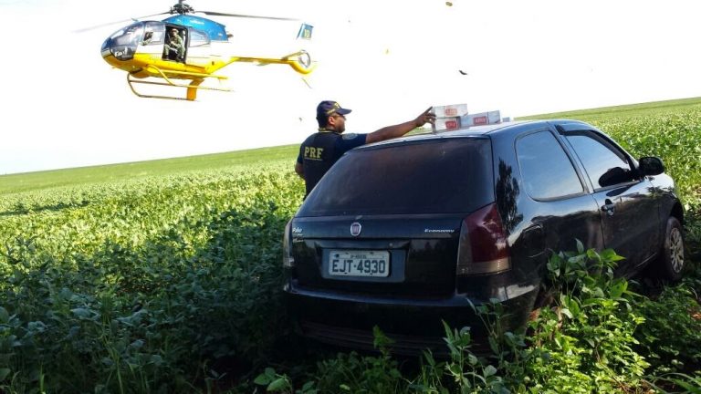 Polícia Rodoviária Federal utiliza helicóptero para monitorar fronteira