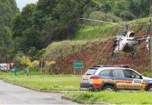 Helicóptero da PM participa de operação conjunta na MG-353