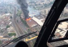PMERJ e CBMERJ operando em conjunto no combate à incêndio em Shopping no Rio de Janeiro