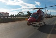 Helicóptero Bombeiro 1 socorre duas vítimas de acidente automobilístico em Inhumas e Brazabrantes/GO