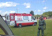 Helicóptero do GRAER transporta vítima de acidente de moto em Faxinal