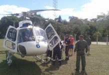 Helicóptero é usado para transferir idosa de Afonso Cláudio para hospital da Grande Vitória/ES