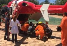 Idoso sofre infarto dentro de piscina e é resgatado por helicóptero do Bombeiro