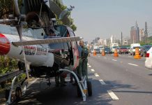 Águia 09 da PM apresenta pane no momento do acionamento na Marginal Pinheiros