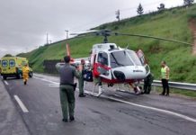 Águia da PM é acionado para resgate na rodovia Ayrton Senna sentido SP