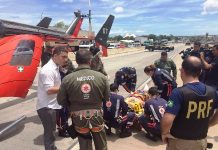 Helicóptero da Ciopaer realiza resgate de vítima de acidente de trânsito na BR 020