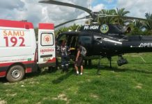 Policial militar é resgatado de helicóptero após levar tiro