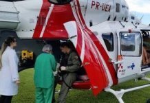 Helicóptero do Corpo de Bombeiros é utilizado na transferência de paciente para Belo Horizonte