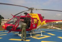 Helicóptero dos Bombeiros faz voo inaugural com remoção de paciente