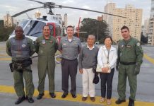 Equipe do Águia 20 da PM transporta paciente para receber transplante de órgão em São Paulo