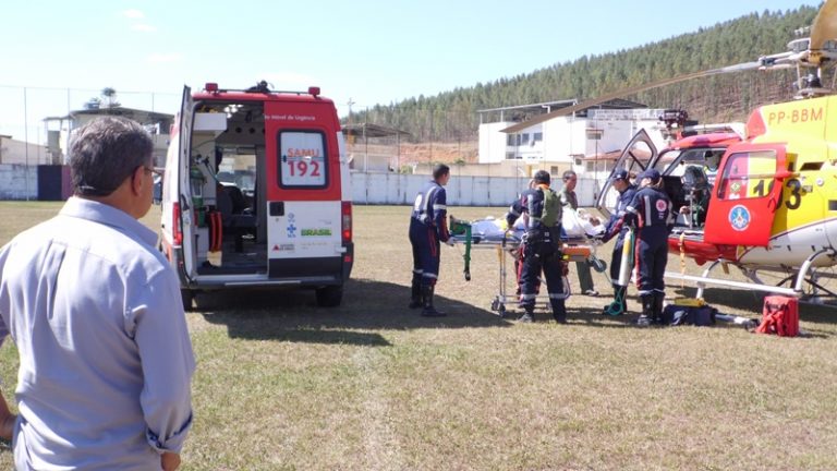 Resgate aeromédico mobiliza Samu e Bombeiros Militar de Leopoldina para salvar vida