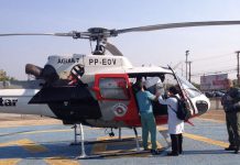 Helicóptero Águia faz transporte de pulmão doado para paciente em SP
