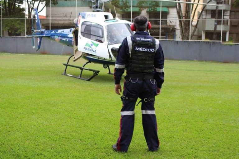 Helicóptero do Samu de Maringá salva a vida de vítima de infarto