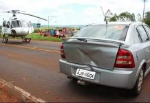 Helicóptero do SAMU/PR socorre mulher ferida em acidente na PR-323