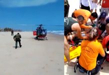 EC145 da CIOPAer socorre vítima de afogamento na Praia do Porto das Dunas