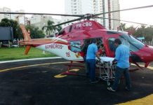 Helicóptero Bombeiro 01 resgata vítima de acidente motociclístico