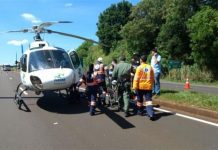 Helicóptero do SAMU resgata vítima de acidente na BR-376