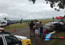 Helicóptero do Samu atende policiais vítimas de capotamento na PR-317
