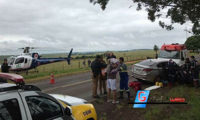 Helicóptero do Samu atende policiais vítimas de capotamento na PR-317