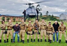 Policiais Militares participam de treinamento aéreo com o SAER em Braço Norte