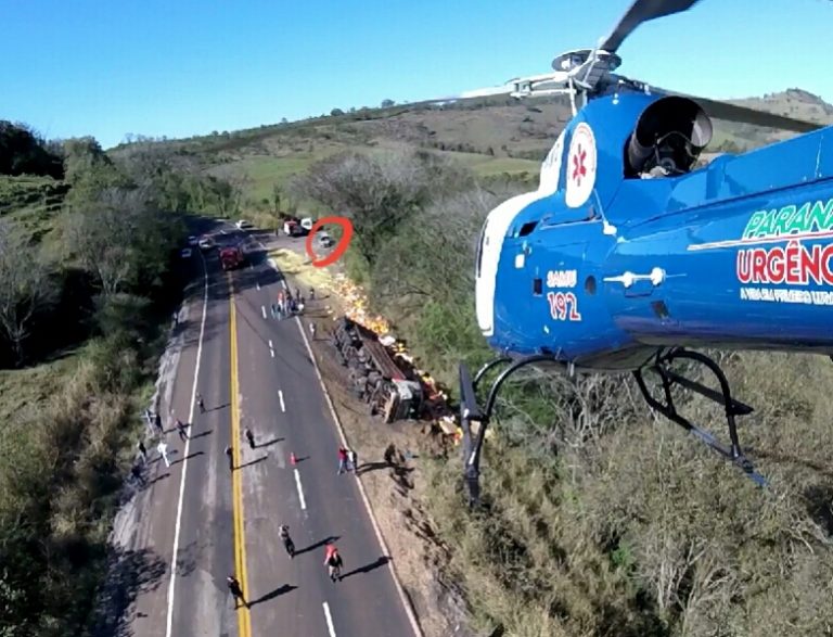 Grave acidente na BR-487 movimentou equipes de resgate e helicóptero “Saúde 03” do SAMU