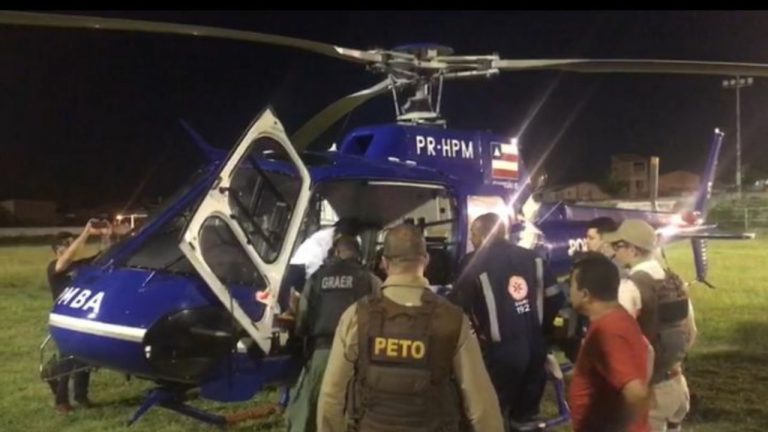 Grupamento Aéreo da PM transporta vítima de acidente de Pojuca para Salvador