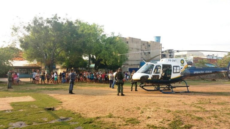 Ações da PM garantem brinquedo, passeio de trenzinho e helicóptero