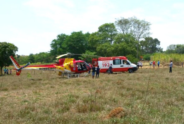 Idoso sofre acidente com máquina agrícola em Bom Despacho e é transferido de helicóptero para BH